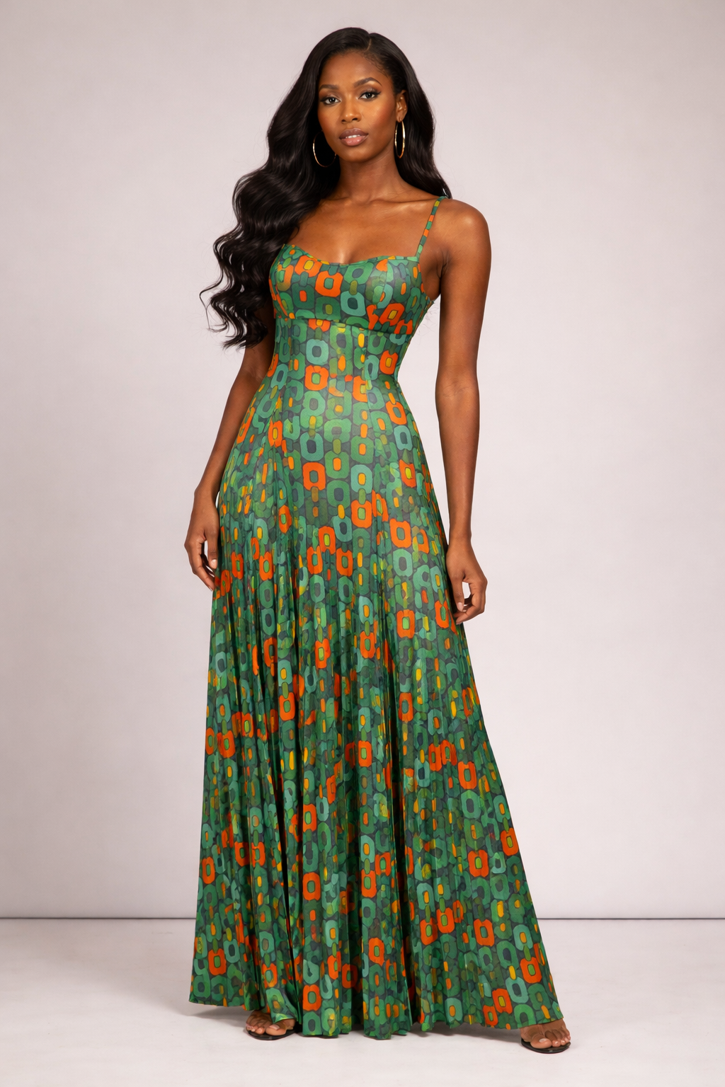 GISELE MAXI MESH DRESS - GREEN