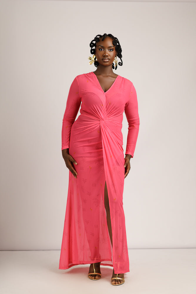 NOLANI KNOT DRESS - PINK
