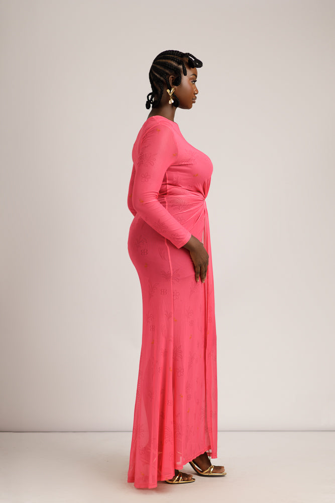 NOLANI KNOT DRESS - PINK