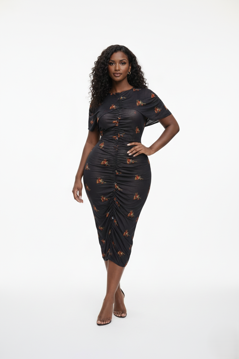 LUCY MESH DRESS - BLACK