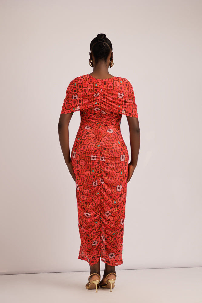 LUCY MESH DRESS - RED