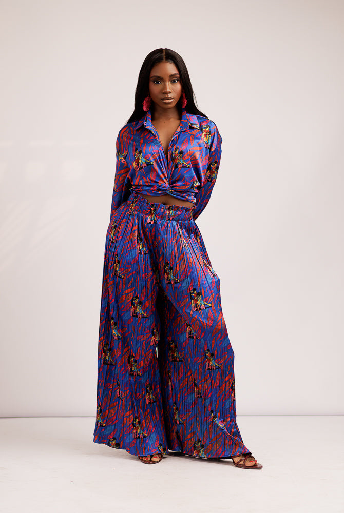 FARI WRAP CO-ORD SET - BLUE