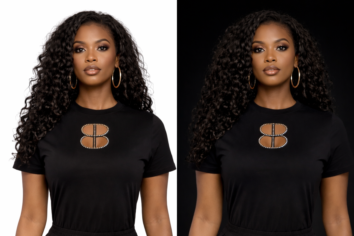 DOS RHINESTONE EMBELLISHED TEE - BLACK